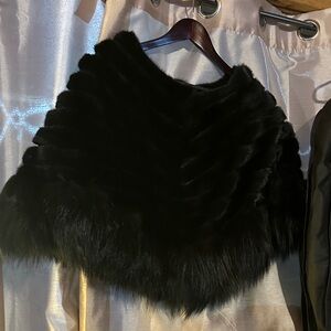 Elegant Black Fur Shawl